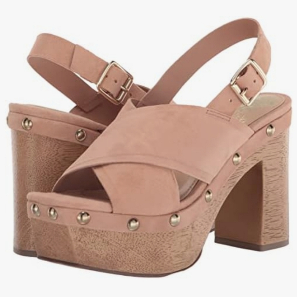 NEW-$130 VINCE CAMUTO Jenevya Suede Rose Buckle Platform Sandal-8